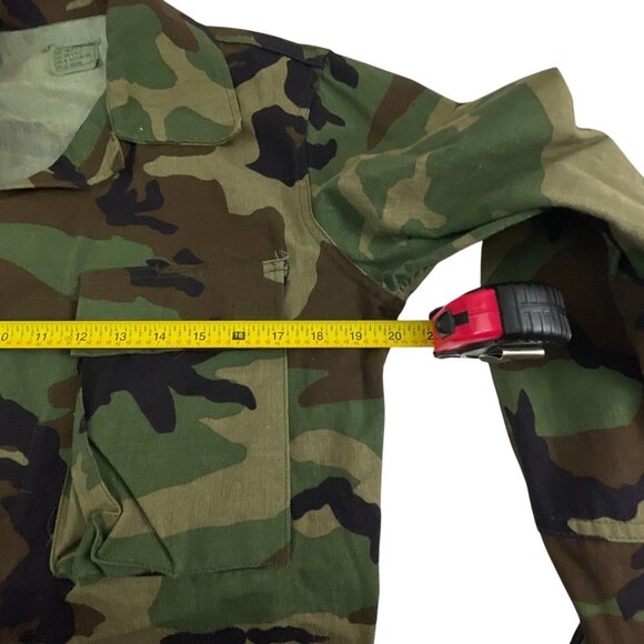U.S. Military Woodland Camo Combat Coat S Cotton Blend Button-Up Pockets Vintage - Picture 5 of 8